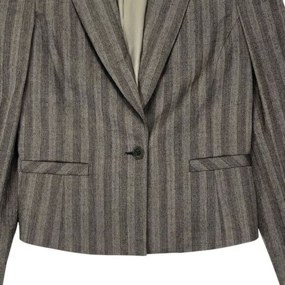 Development Wool Blazer Womens Size 6 Brown Striped Single Button Classic Jacket - Picture 6 of 16
